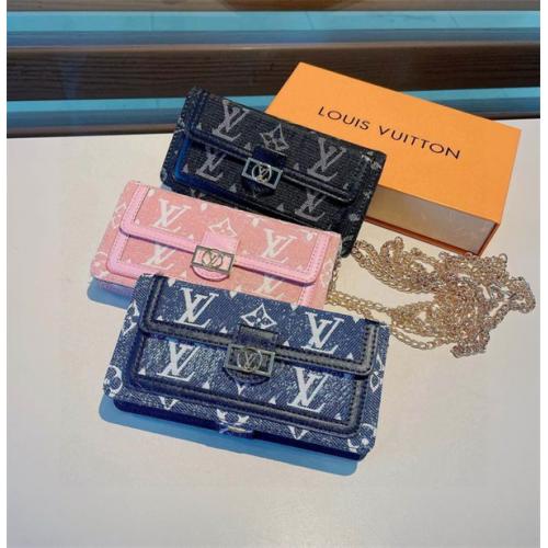 ☆2023春夏 人気 高級 オシャレ ブランド LOUIS VUITTON ルイヴィトン スマホケース 人気芸能人愛用 アイホン アイフォンケース 携帯カバー ピンク モノグラム ショルダー チェーン ベルト 手帳 型 カード 収納 ポケット モノグラム デニム louis vuitton 風 ケース