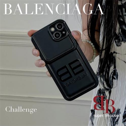 2023秋冬 BALENCIAGA iPhone スマホケース iphone 15 14ケース バレンシアガ スマホケース 携帯 アイフォン ケース 芸能人 愛用 メンズ ブラック カバーハイ ブランド 人気 かっこいい ポケット付き