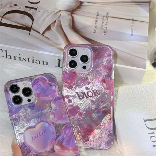 ♥Dior★ディオール アイフォン ケース iPhone16 PRO MAX 14 アイフォン15 PRO MAX 16 PRO 透明ピンク ハートデザイン ケース ブランド アイフォン15 16ケース ファッション IPHONE16 PRO MAX14 PRO MAX 15 16ケース ブランド アイフォン15 16ケースファッション 携帯