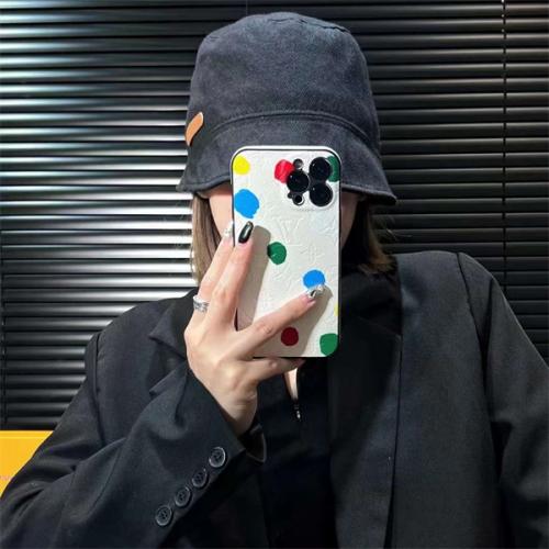 ルイヴィトン Louis Vuitton iPhone16 PRO MAX 15 PRO ホワイトカラードット モノグラムデザインケース 耐衝撃 ファッション ブランドケース ファッション IPHONE16 PRO MAX14 PRO MAX 15 16ケース ブランド アイフォン15 16ケースファッション