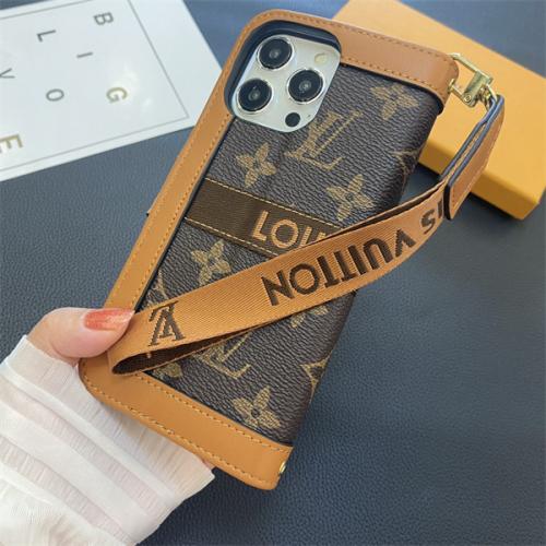 ルイヴィトン LOUIS VUITTON iPhone16 PRO MAX 14 アイフォン15 PRO MAX 16 PRO 耐衝撃 高級 ブランド ケース アイフォン15 16ケース ストラップ付き モノグラムデザイン ブラック＆ブラウン ファッション IPHONE16 PRO MAX14 PRO MAX 15 16ケース ブランド アイフォンケース