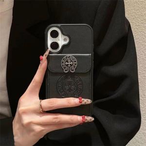 CHROME HEARTS クロムハーツ iPhoneケース iPhone 14/15 Pro Max対応 高級感レザーケース カード収納ポケット付き ダブルカラー展開（ブラウン/ブラック） 全機種対応 全機種対応 シリーズ対応 人気 高品質 新作 ファッション IPHONE16 PRO MAX14 PRO MAX 15 16ケース ブランド アイフォン15 16ケースファッション 全機種対応