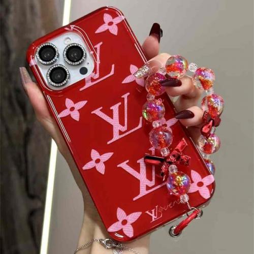 LOUIS VUITTON ルイヴィトン iPhoneケース iPhone 14/15/16 Pro Max対応 レッドモノグラムデザイン ビーズストラップ付き ファッションケース 全機種対応 Google 7a 8 7pro/ 6pro 6aケース ファッションライン デザイン Google Pixel 9/8/7シリーズ対応 人気 高品質 新作 ファッション IPHONE16 PRO MAX14 PRO MAX 15 16ケース ブランド アイフォン15 16ケースファッション 全機種対応